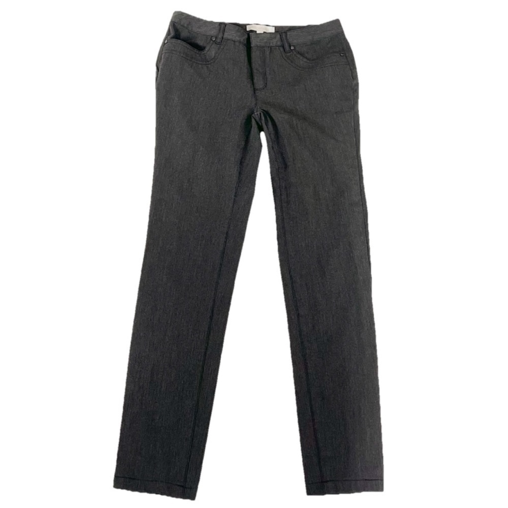 Etcetera Marilyn Solid Gray Mid Rise Skinny Pants Chino Size 4 Stretchy Pockets